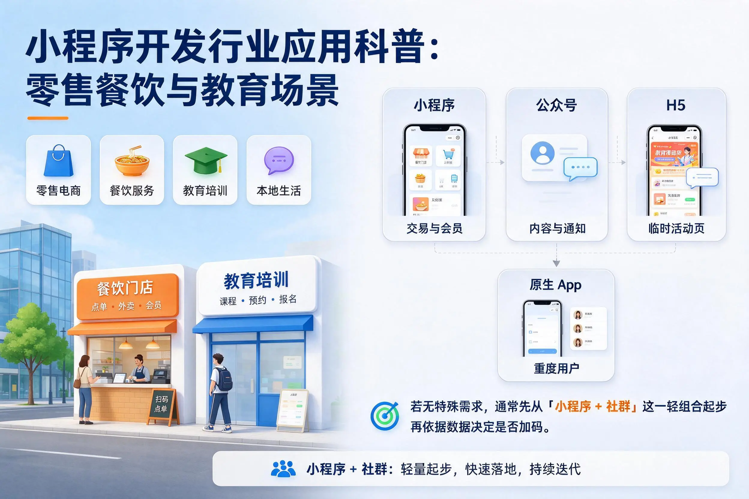 琼中小程序开发行业应用科普:零售餐饮与教育场景