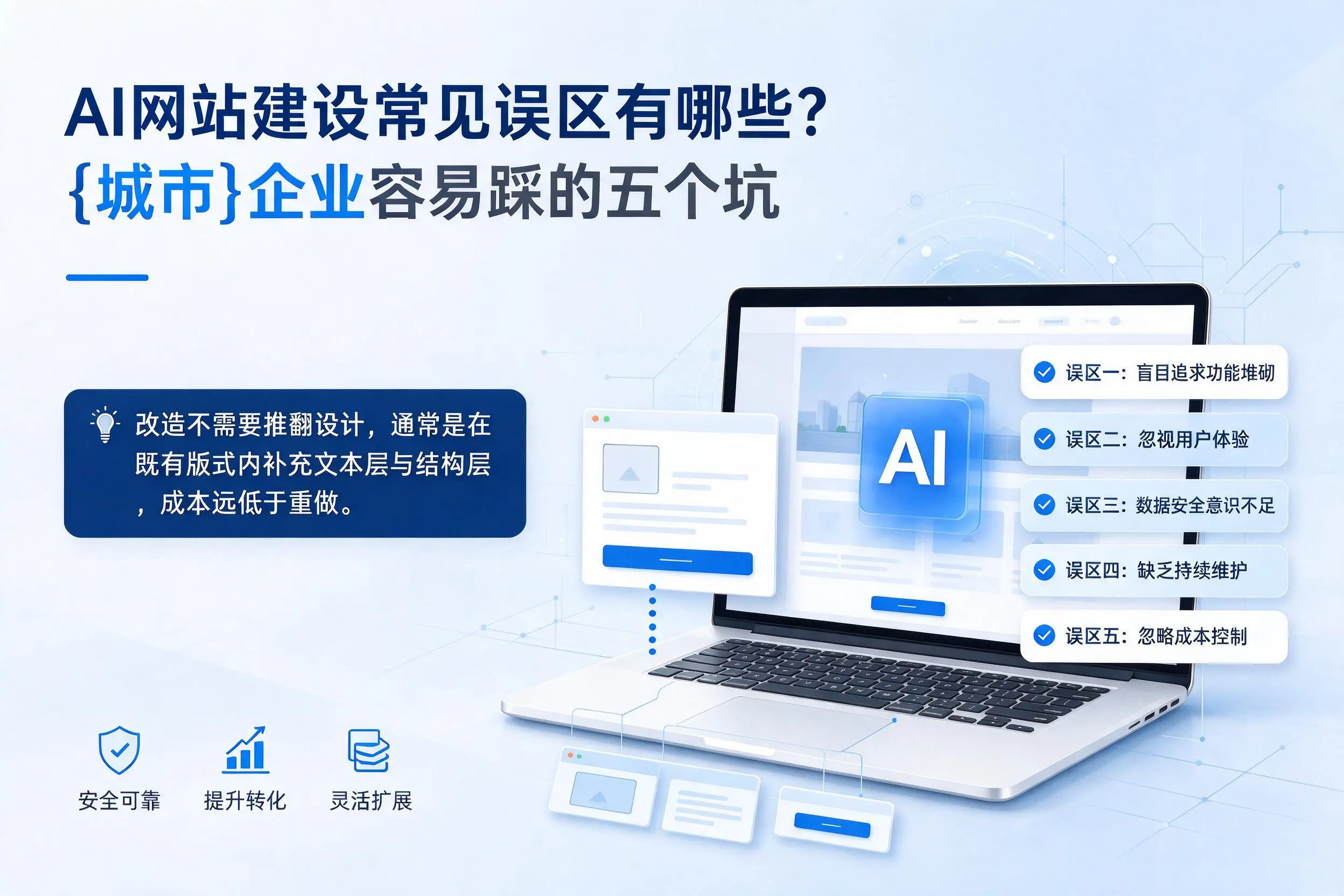 AI网站建设常见误区有哪些?琼中企业容易踩的五个坑