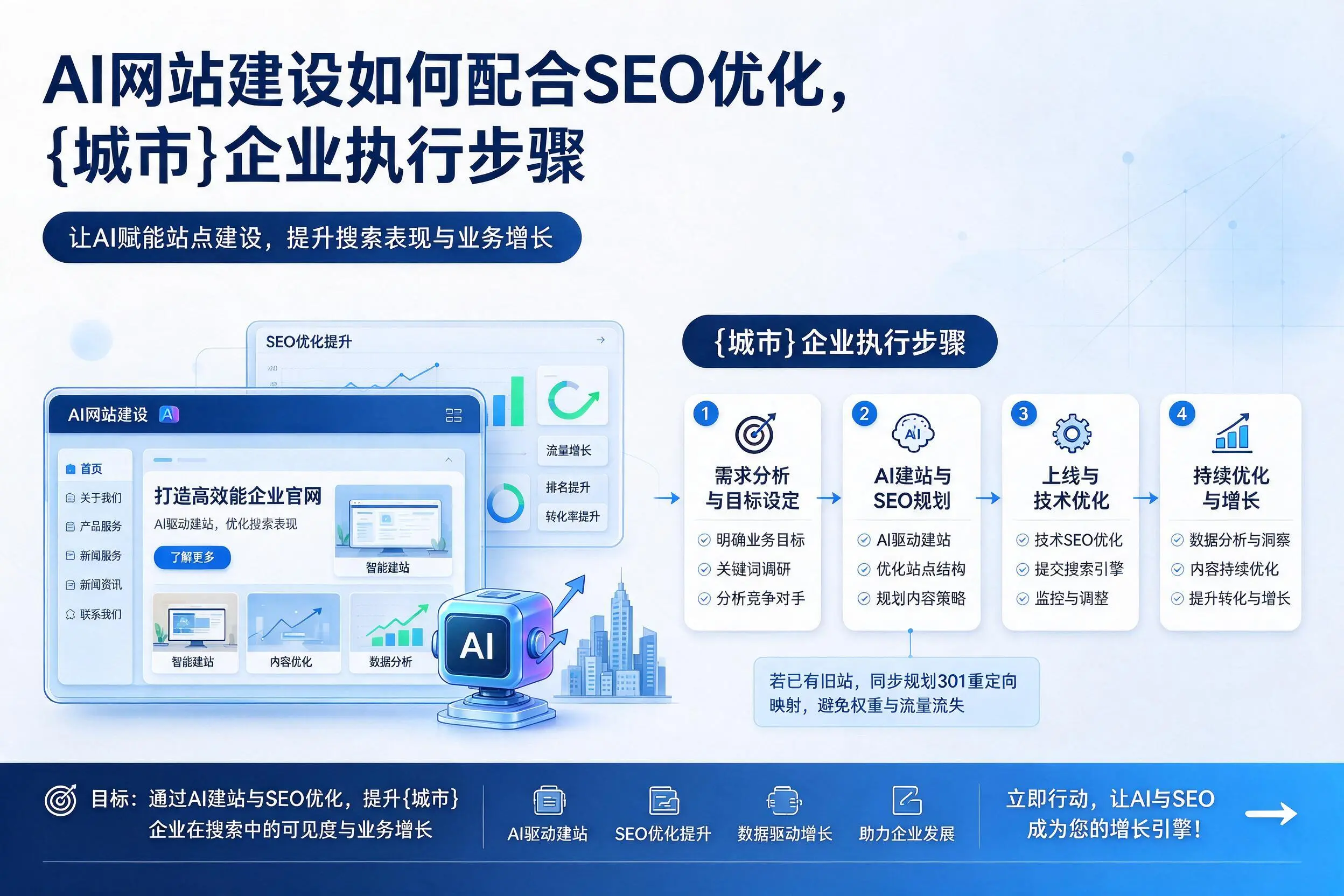 AI网站建设如何配合SEO优化,琼中企业执行步骤