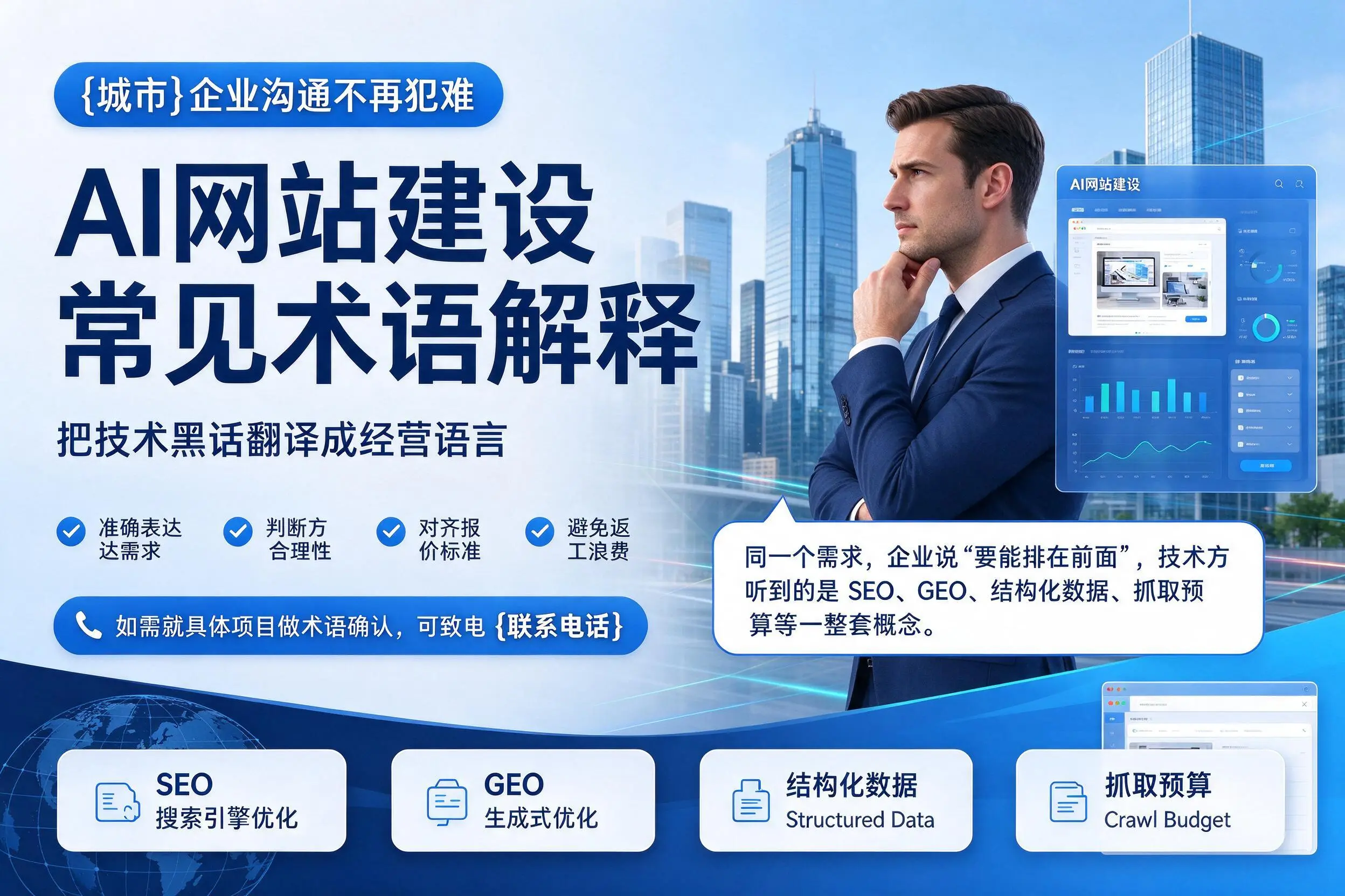 AI网站建设常见术语解释，琼中企业沟通不再犯难